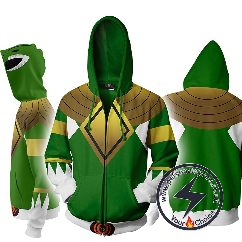 Power Rangers Green Zip Up Hoodie Jacket